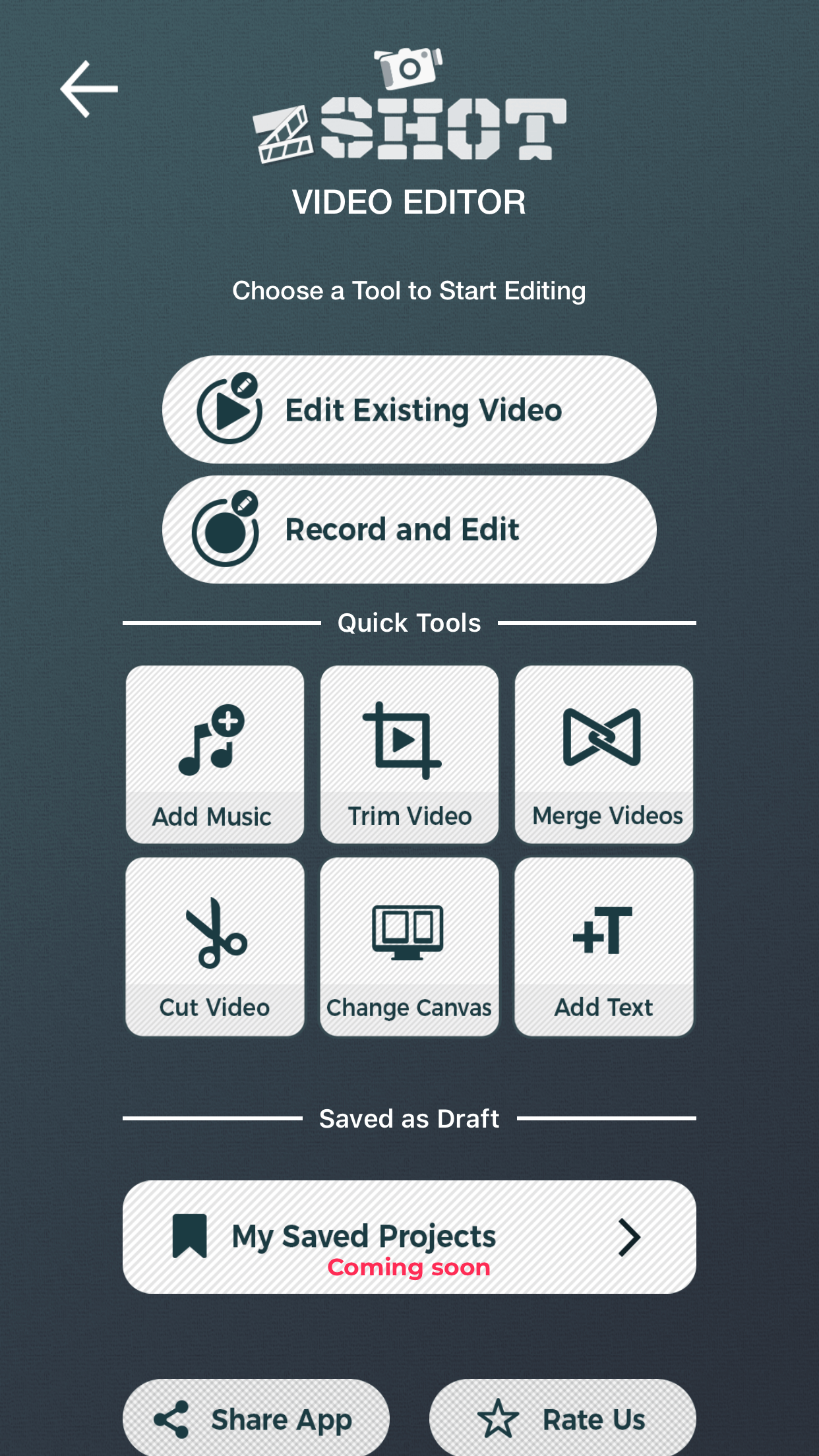 zShot video editor app for video edits.